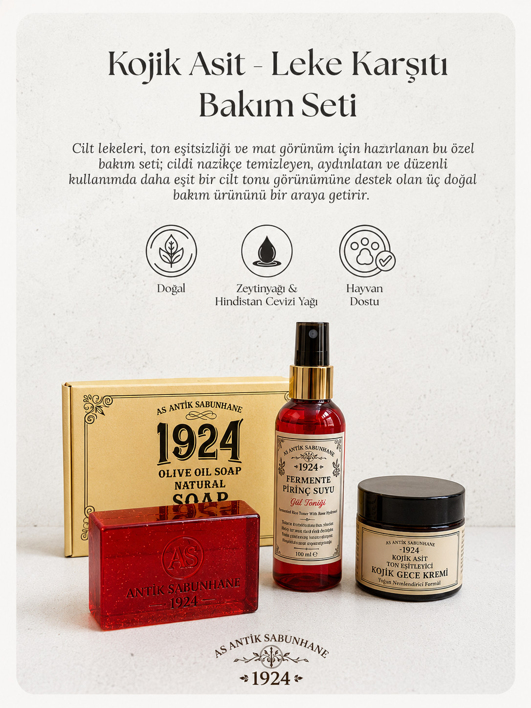 Antik Işıltı Ritüeli Kojik Asit Leke Karşıtı Bakım Seti