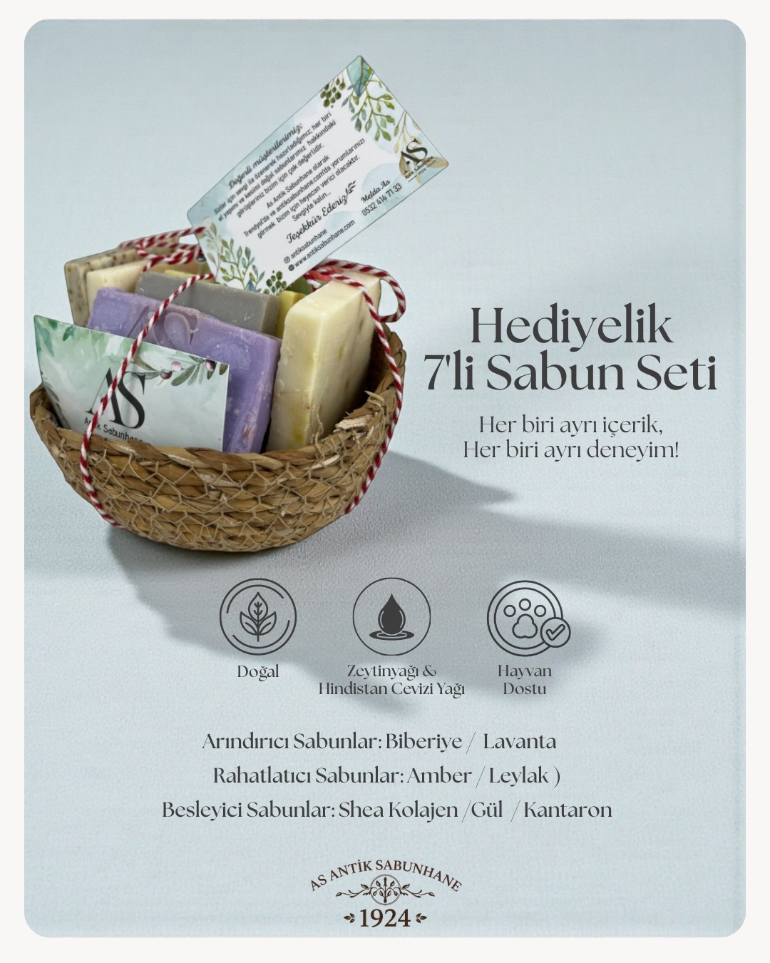 7'li Doğal Sabun Sepeti – Antik Sabunhane Özel Serisi