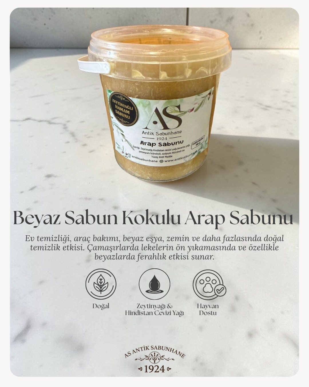 Beyaz Sabun Kokulu Arap Sabunu 500 GR